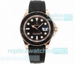 Clean Factory Rolex Yachtmaster 126655 Watch Rose Gold Oysterflex Band 40mm Cal 3235